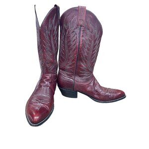 Dan Post Mens Leather Maroon Red Western Cowboy Mid Calf Boots Sz 11.5D SKU 9580